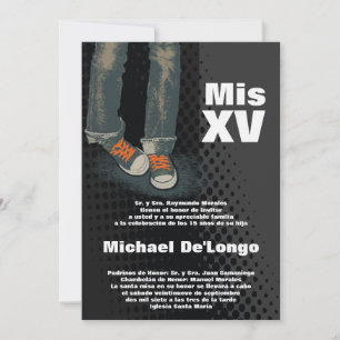 5x7 Grunge Sneaker Quinceanera Birthday-inbjudan Inbjudningar