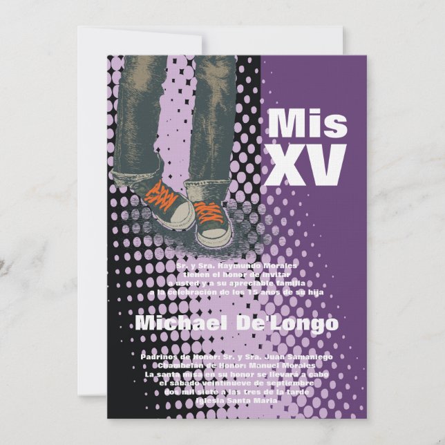 5x7 Grunge Sneaker Quinceanera Birthday-inbjudan Inbjudningar (Framsida)