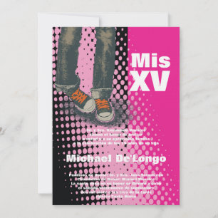 5x7 Grunge Sneaker Quinceanera Födelsedagsinbjudan Inbjudningar