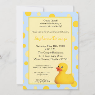 5x7-Gult Blu Rubber Ducky Baby Shower-inbjudan Inbjudningar