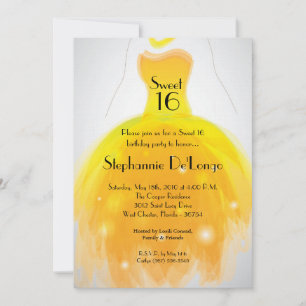 5x7 Gult - Dress Sweet 16 Birthday-inbjudan Inbjudningar