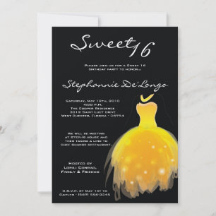 5x7 Gult - Dress Sweet 16 Birthday-inbjudan Inbjudningar