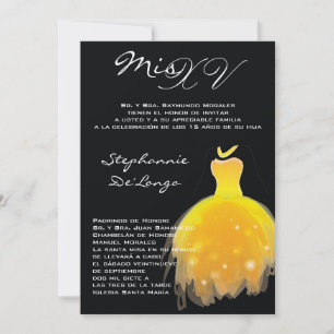 5x7 Gult - Quinceanera Birthday-inbjudan Inbjudningar