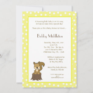 5x7-Gult Woodland Squirel Baby Shower-inbjudan Inbjudningar