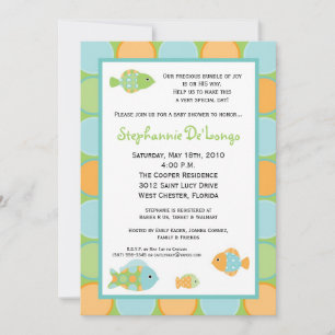 5x7 Hav Ocean Liv Fisk Baby Shower Inbjudan