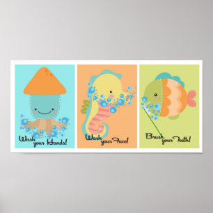 5x7 Havsbottenlevande vattendjur (Btroom Wall Art Poster