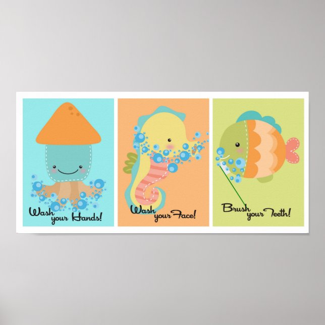 5x7 Havsbottenlevande vattendjur (Btroom Wall Art Poster (Framsidan)