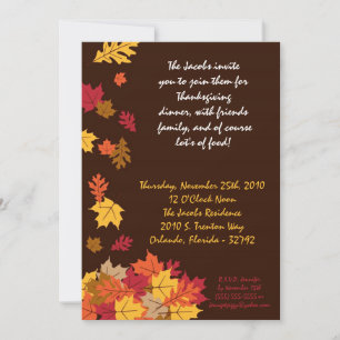 5x7 Höstblad Thanksgiving-fest Invitation Inbjudningar
