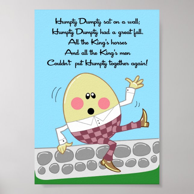 5x7 Humpty Dumpty Rhyme Kids Room Wall Art Poster (Framsidan)