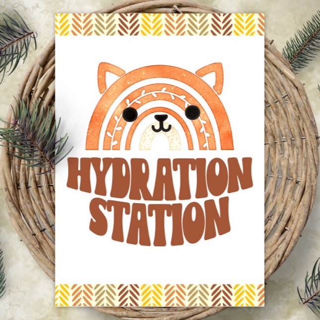 5x7 Hydration Station Boho Woodland Fox Födelsedag Poster (Skapare uppladdad)