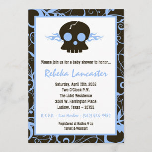 5x7 Inbjudan - Punk Skalle Roc Baby Shower Inbjuda