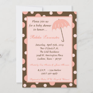 5x7 Inbjudan - Rosa Umbrella Baby Shower-inbjudan