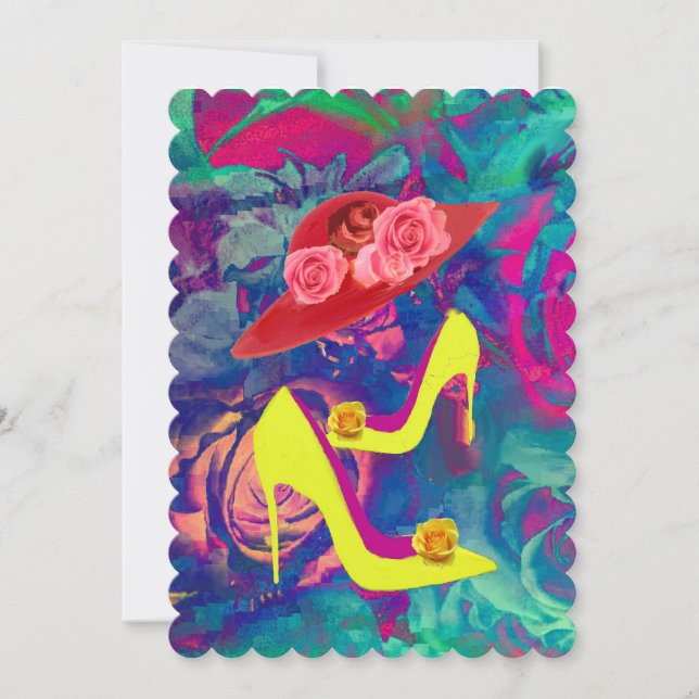 5x7 Inbjudan Scalloped Heels och Hats (Framsida)