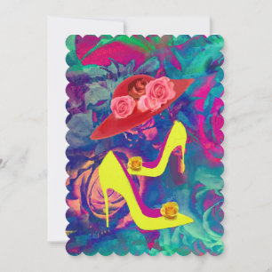 5x7 Inbjudan Scalloped Heels och Hats