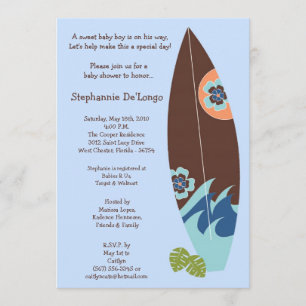 5x7 Inbjudan till barnskussskjortor i Surfer Baby