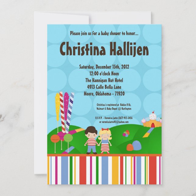 5x7 Inbjudan till Candy Land Ice Cream Baby Shower (Framsida)