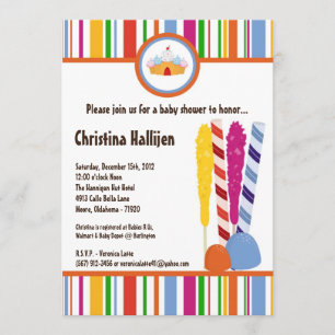 5x7 Inbjudan till Candy Land Ice Cream Baby Shower