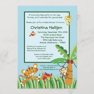 5x7 Inbjudan till Jungle Baby Shower för regnskog