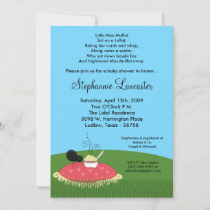 5x7 Inbjudan till miss Muffet Nursery Baby Shower