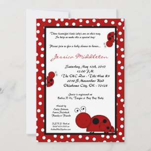 5x7 Inbjudan till Red Nyckelpiga Baby Shower