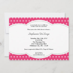 5x7-inbjudan till Rosa Polkadot Poke Baby Shower Inbjudningar