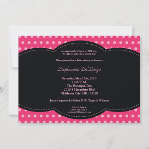 5x7-inbjudan till Rosa Polkadot Poke Baby Shower Inbjudningar