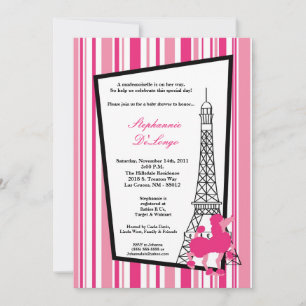 5x7 Inbjudan till Rosa Pudel Paris Babykläder