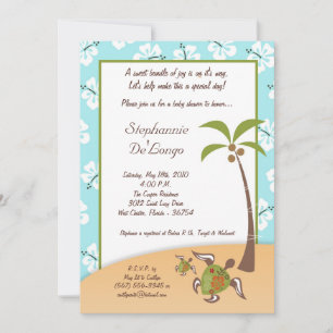5x7 Inbjudan till Tropical Turtle Mamma Baby Showe
