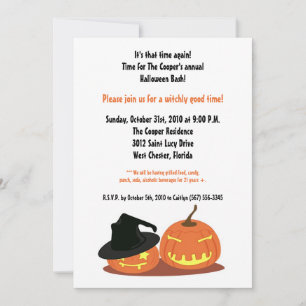 5x7-inbjudan till Witch Pumpkins Halloween Bash Pa Inbjudningar