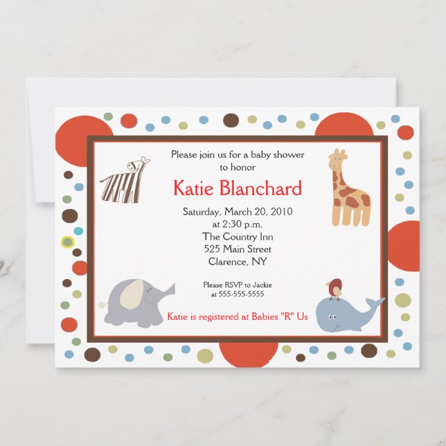 5x7 Jungle Alphabet Soppa Dot Baby Shower Inbjudningar (Framsida)