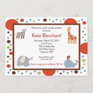 5x7 Jungle Alphabet Soppa Dot Baby Shower Inbjudningar