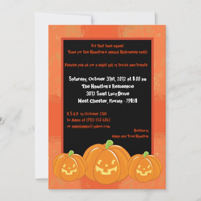 5x7 Kusliga Barn Orange Halloween-festkort Inbjudningar (Framsida)