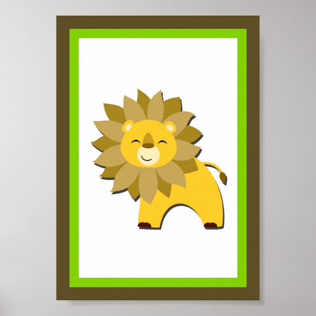 5X7 Lejon jungdjursmur Art Poster (Framsidan)