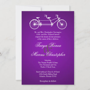 5x7 Lila Dubbla Bike Linen Wedding bjudande Inbjudningar