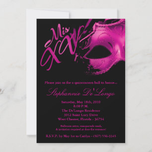 5x7 Maskeradmask 15 Quinceanera Balinbjudan Inbjudningar