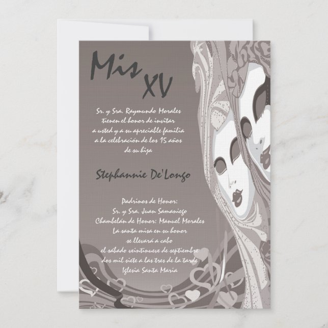 5x7 Masqueraquinceanera Birthday-inbjudan Inbjudningar (Framsida)