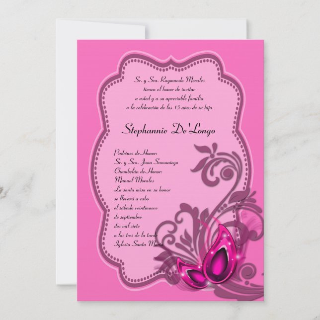 5x7 Masqueraquinceanera Birthday-inbjudan Inbjudningar (Framsida)