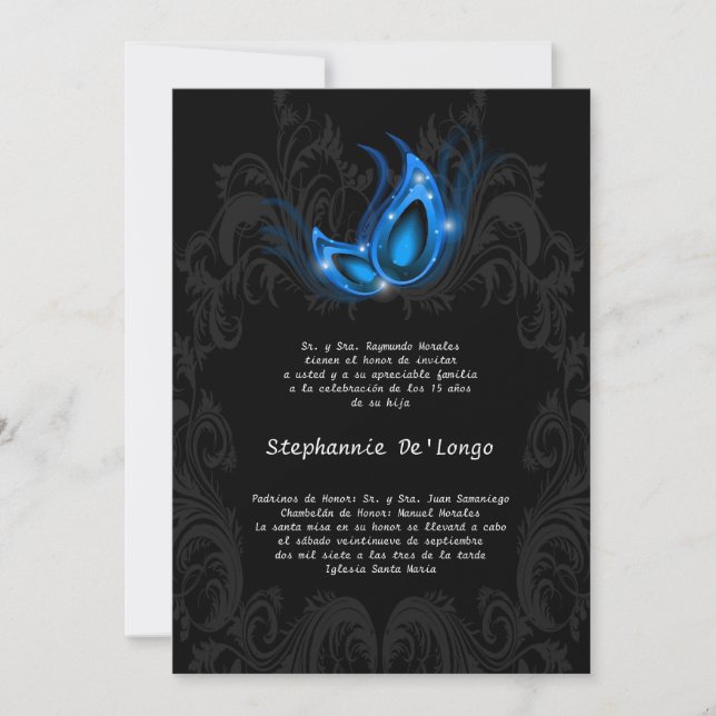5x7 Masqueraquinceanera Birthday-inbjudan Inbjudningar (Framsida)