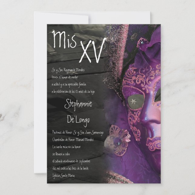 5x7 Masqueraquinceanera Birthday-inbjudan Inbjudningar (Framsida)