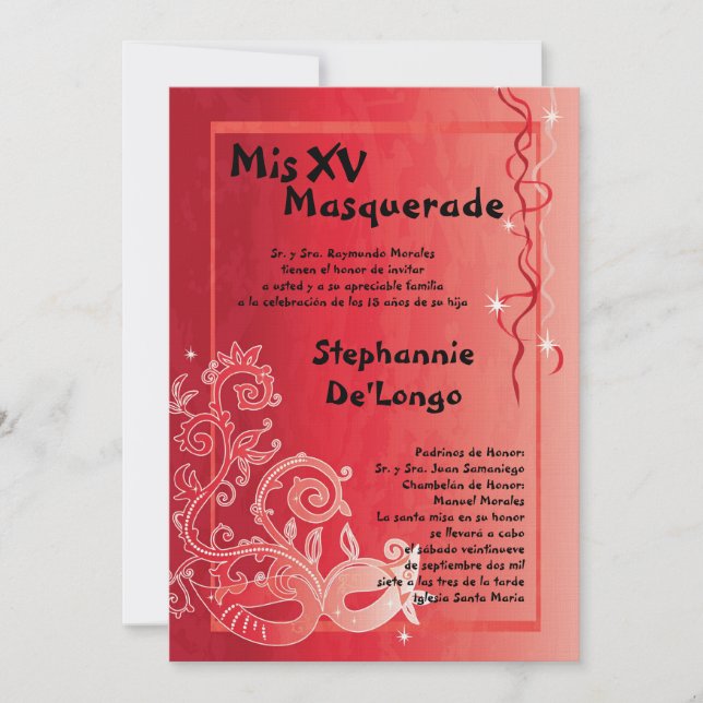 5x7 Masqueraquinceanera Birthday-inbjudan Inbjudningar (Framsida)