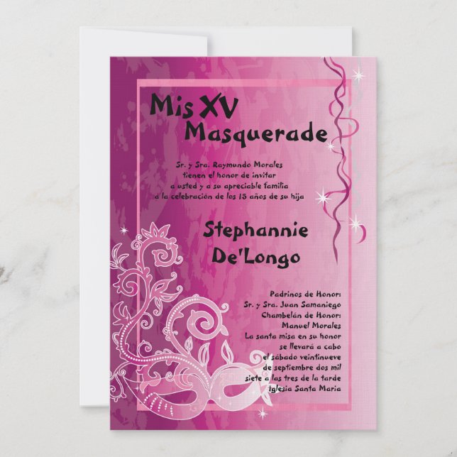 5x7 Masqueraquinceanera Birthday-inbjudan Inbjudningar (Framsida)