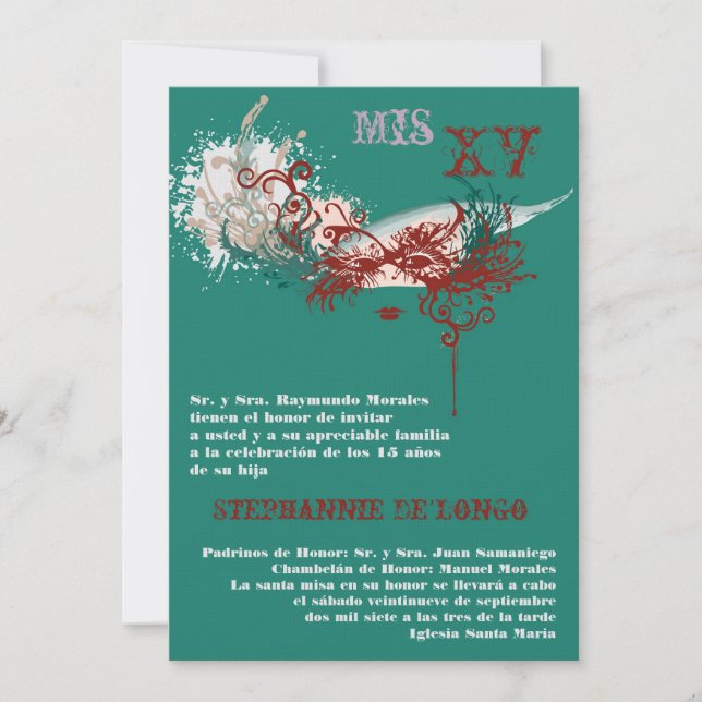 5x7 Masqueraquinceanera Birthday-inbjudan Inbjudningar (Framsida)
