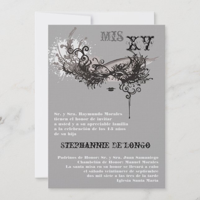 5x7 Masqueraquinceanera Birthday-inbjudan Inbjudningar (Framsida)