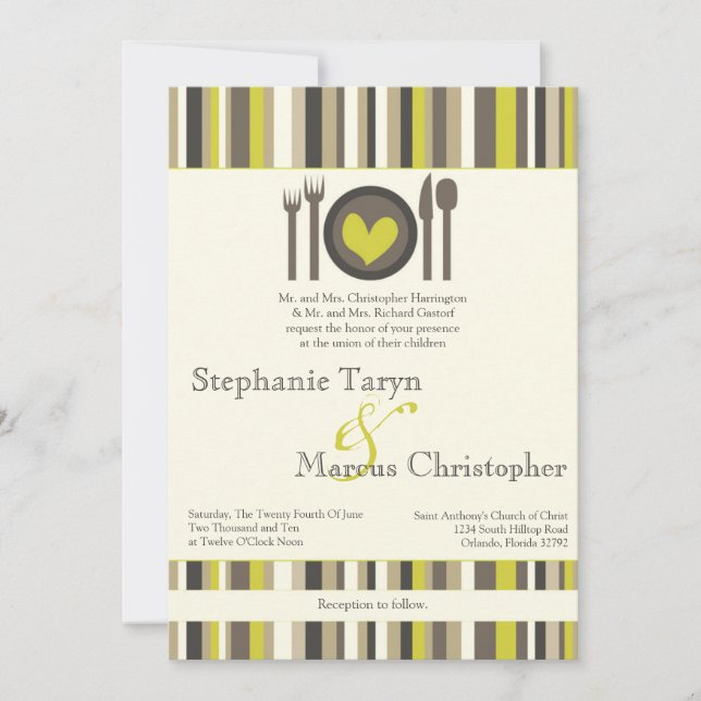 5x7 Modern China Tallrikar - inbjudan till middags (Framsida)