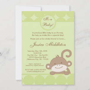 5x7 Neutral Prickig Apinbjudan för Baby Shower Inbjudningar