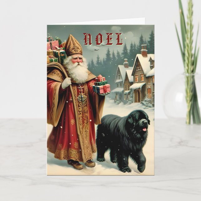 5x7 Noel St Nicholas och Newf Helgkort (Framsida)