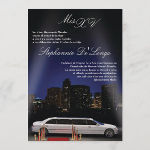 5x7 NY City Limo Quinceanera Birthday Inbjudan