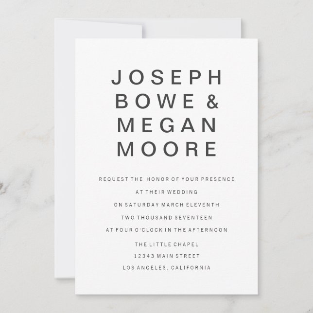 5x7 Ny inbjudan till minimalistisk bröllop med Got (Framsida)