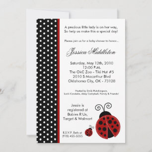 5x7-Nyckelpiga Black PolkaDot Baby Shower-inbjudan Inbjudningar