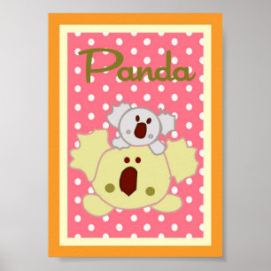 5x7 "Panda" Jungle Safari Baby Bedding Wall Art Poster